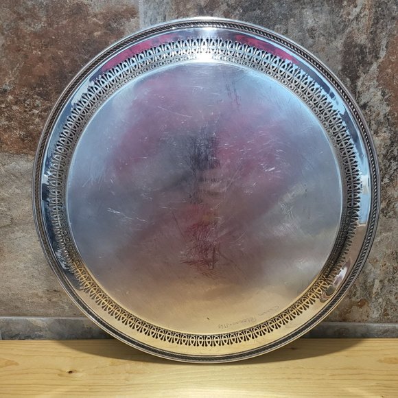 VTG WM Rogers 172 Round Metal Serving Platter 15" - Picture 5 of 16